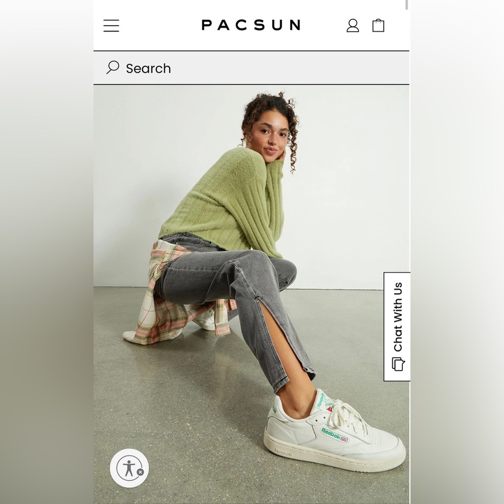 NEW NEVER WORN WITH TAGS PACSUN GRAY SPLIT DAD JEANS
